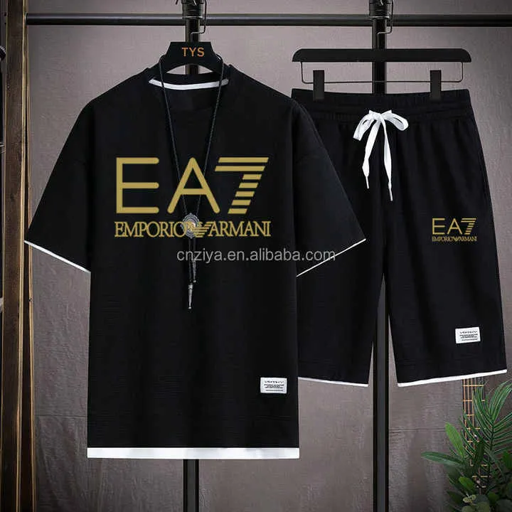 مجموعة الرياضة الصيفية للرجال في الهواء الطلق . Men's Summer Outdoor Sports Set Breathable Print