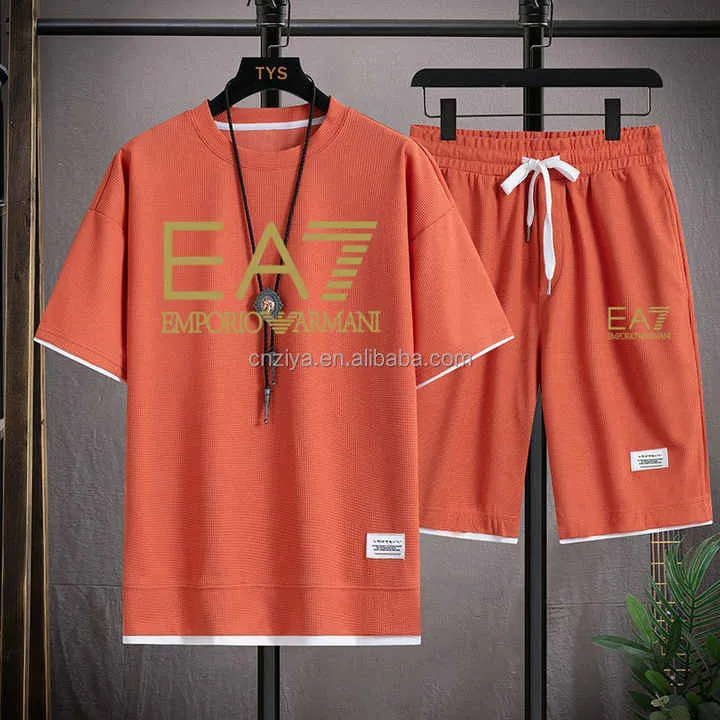 مجموعة الرياضة الصيفية للرجال في الهواء الطلق . Men's Summer Outdoor Sports Set Breathable Print