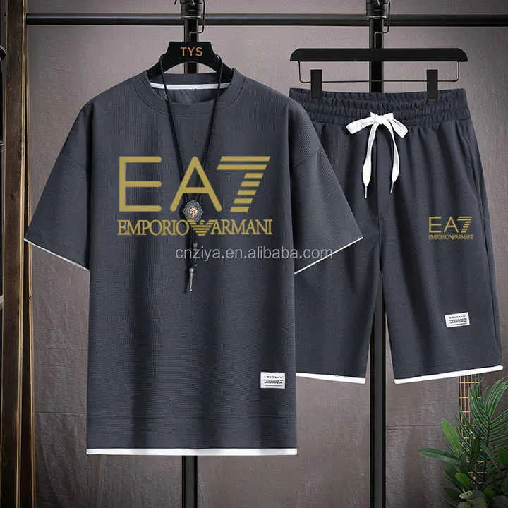 مجموعة الرياضة الصيفية للرجال في الهواء الطلق . Men's Summer Outdoor Sports Set Breathable Print