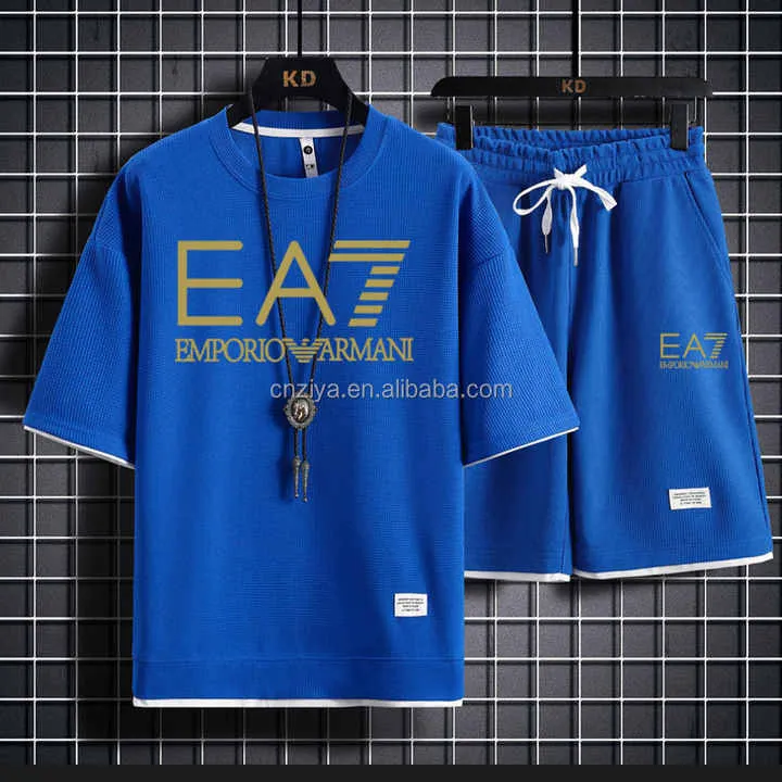 مجموعة الرياضة الصيفية للرجال في الهواء الطلق . Men's Summer Outdoor Sports Set Breathable Print