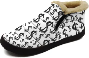 100 Dollar Bills Money Shoes for Women Men Snow Boots Winter Low Top Fashion Sneakers Slip on Ankle Booties Valentines Day Gifts