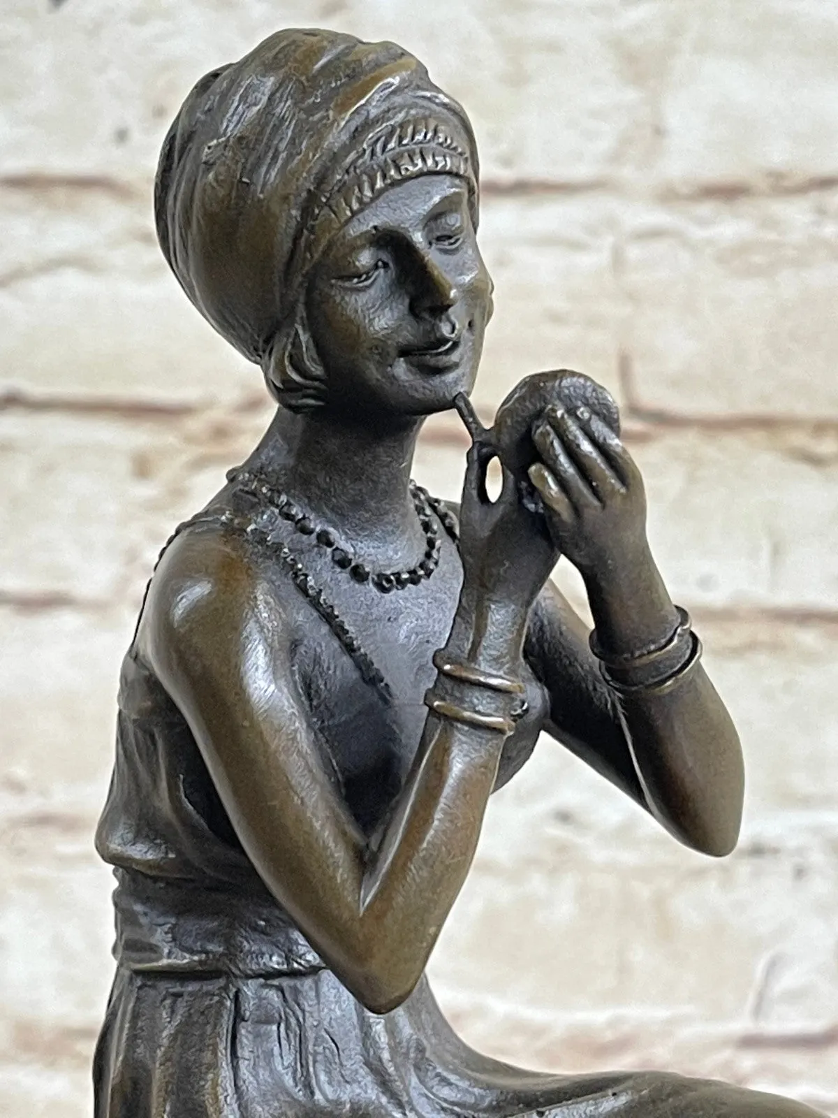 100% Real Bronze Lady on Chair by Romanian Artist Chiparus Figurine Figure Sale