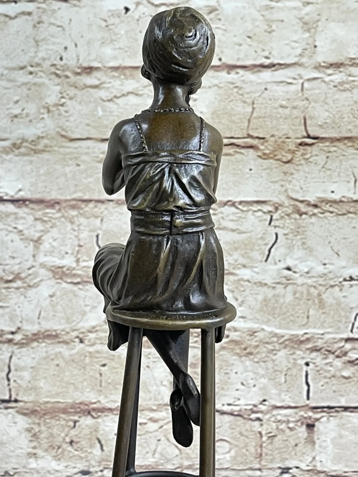 100% Real Bronze Lady on Chair by Romanian Artist Chiparus Figurine Figure Sale