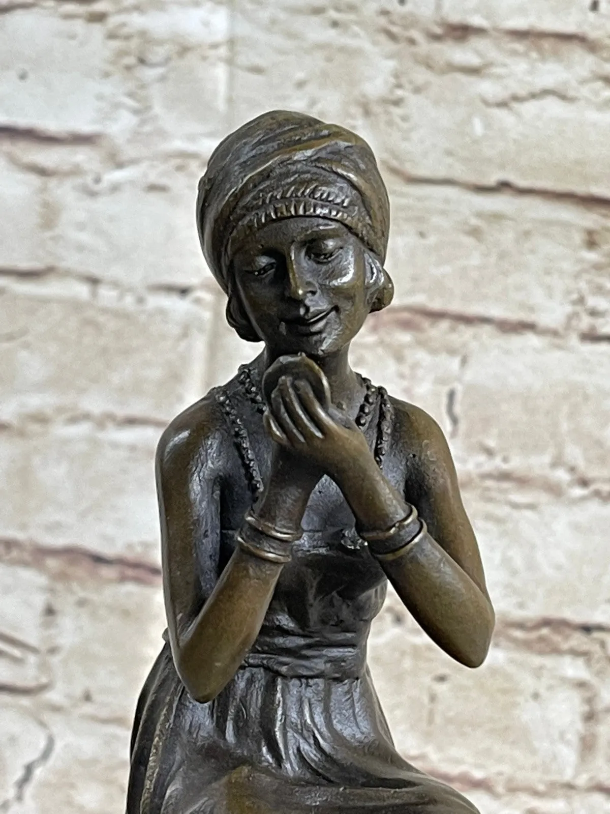 100% Real Bronze Lady on Chair by Romanian Artist Chiparus Figurine Figure Sale