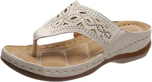2025 Soft Bottom Orthopedic Flip Flops Comfort Orthotic Casual Women Sandals with Arch Support Womens Flip Flops (Khaki, 8)