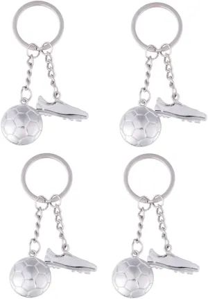 4pcs Soccer Keychains Metal Key Rings for Sports Lovers Creative Football Shoe Design for Game Days Bag Pendants for Men and Women