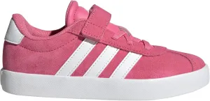 adidas VL Court 3.0 Elastic Lace Sneaker, Pink Fusion/White/Grey, 1 US Unisex Little Kid