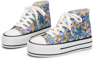 ANTLULU Girls?? Platform Canvas Shoes Low Top and High Top Canvas Sneakers Lace-up Fashion Casual Shoes for Girls