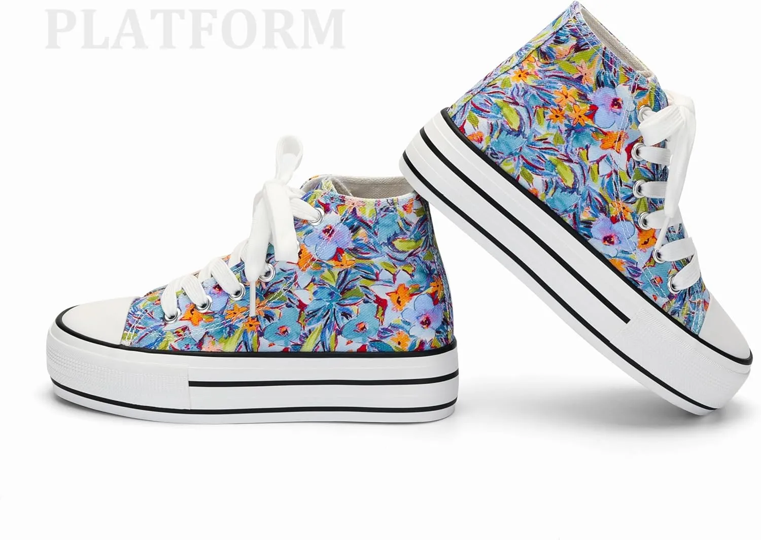 ANTLULU Girls?? Platform Canvas Shoes Low Top and High Top Canvas Sneakers Lace-up Fashion Casual Shoes for Girls