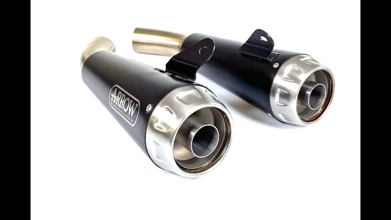 Arrow Ducati Scrambler 110 '18 Homologated Nichrom Dark Rh Lh Pro Race Silencers With Welded Link Pipe For Original Coll. 71884prn