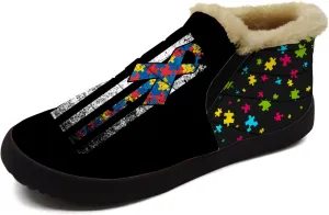Autism Shoes for Women Men Snow Boots Winter Low Top Fashion Sneakers Slip on Ankle Booties Valentines Day Gifts