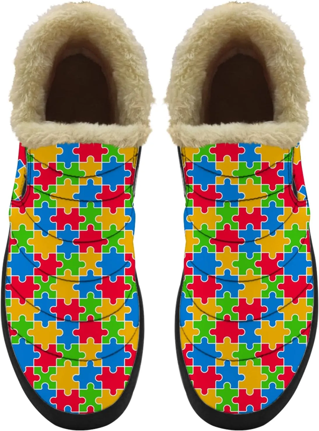 Autism Shoes for Women Men Snow Boots Winter Low Top Fashion Sneakers Slip on Ankle Booties Valentines Day Gifts