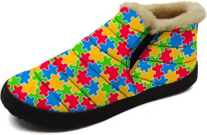 Autism Shoes for Women Men Snow Boots Winter Low Top Fashion Sneakers Slip on Ankle Booties Valentines Day Gifts