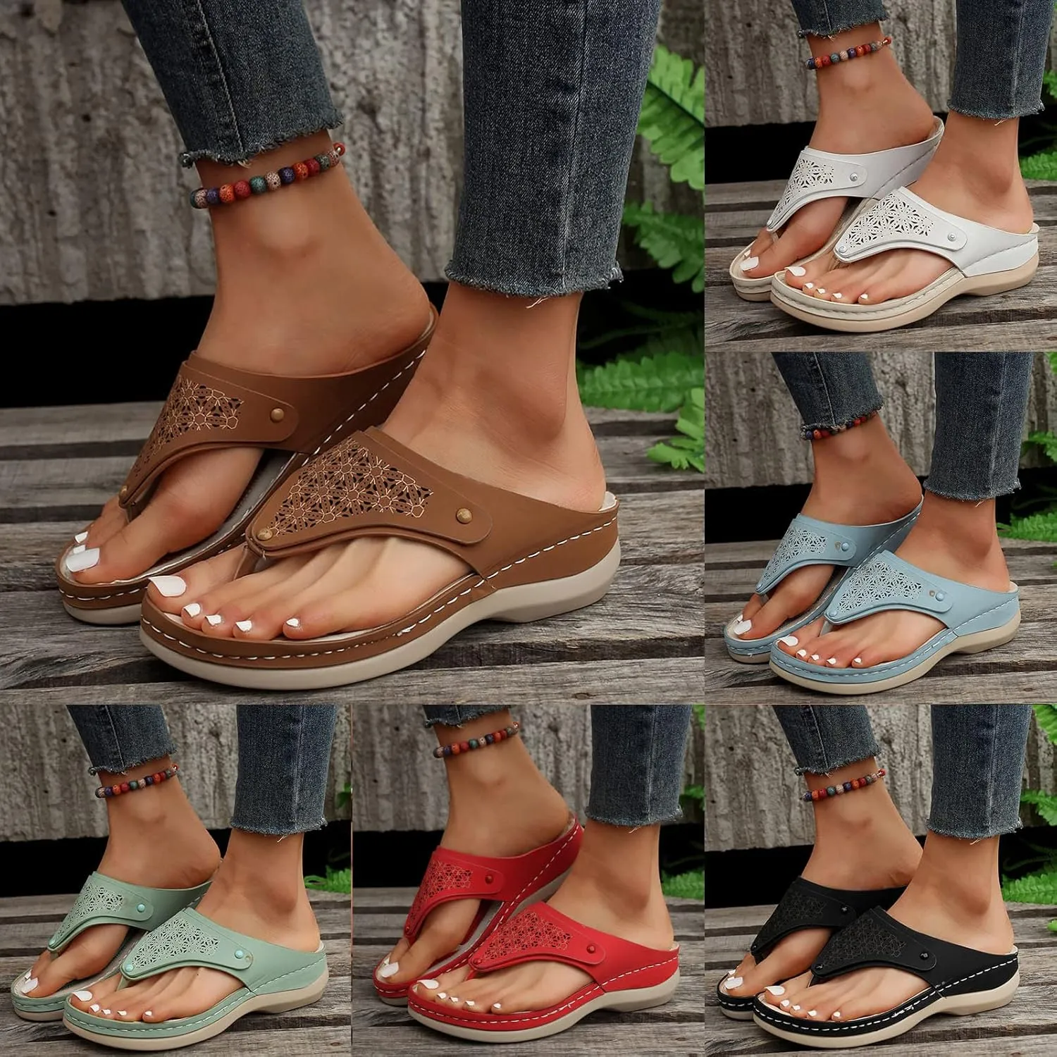 Avylays Orthopedic Sandals for Women, Women Summer Sandals with Arch Support Cushion Flip Flops Comfortable Sandals