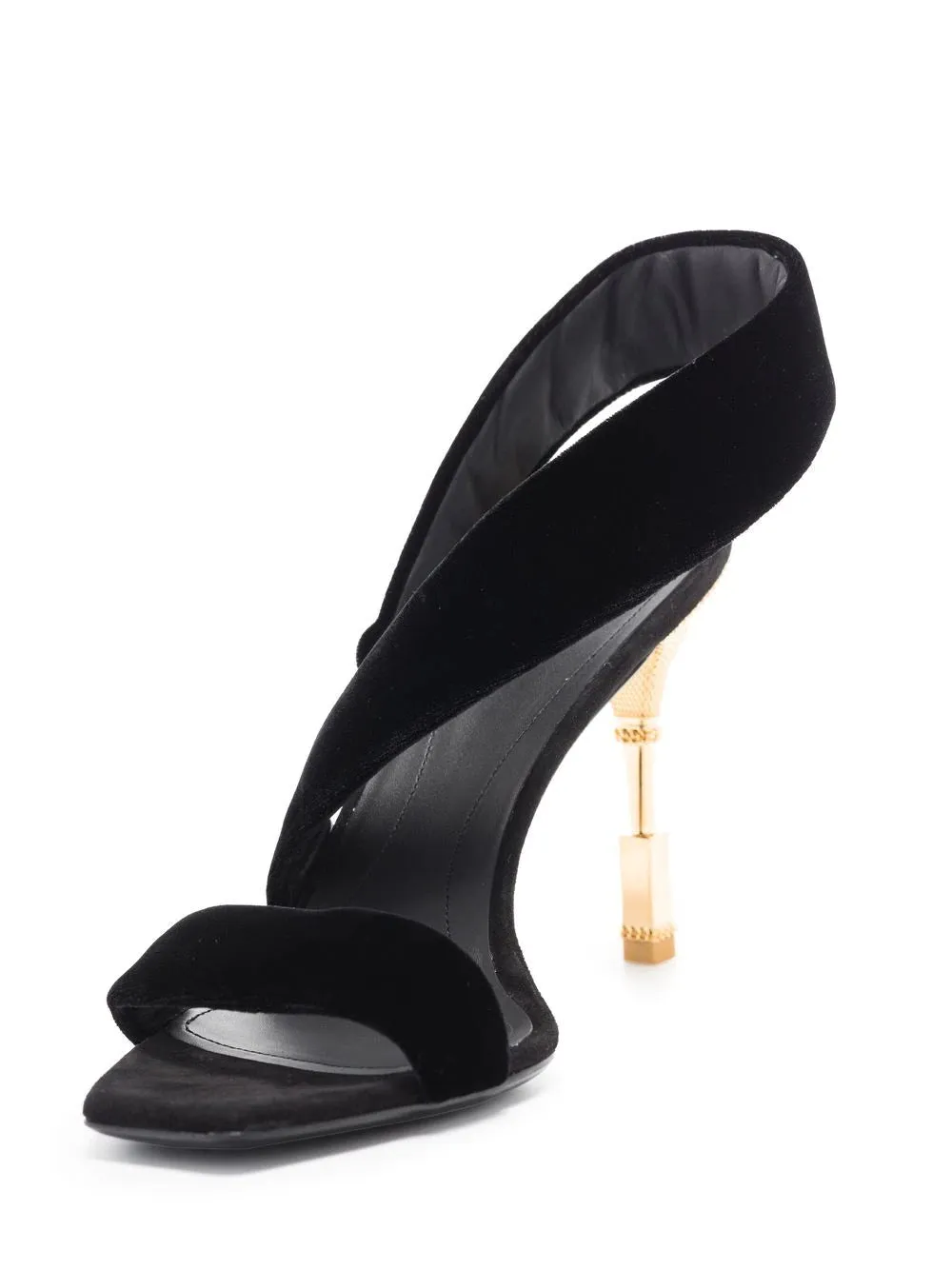 BALMAIN WOMEN Square-toe Velvet Sandals Black
