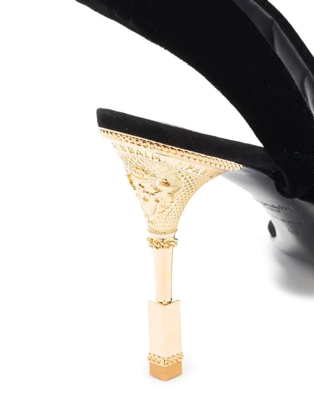 BALMAIN WOMEN Square-toe Velvet Sandals Black