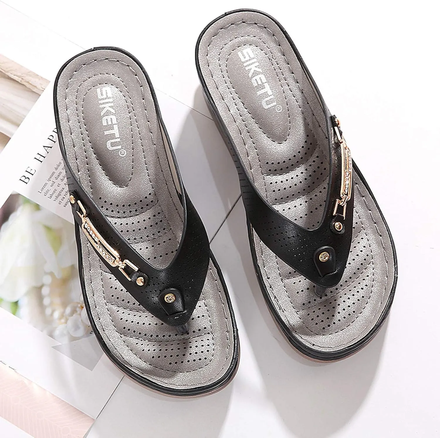 Beach Sandals for Woman Beach Sandals for Woman Women's Non Slip Casual Arch Support Flip Flops Womens Orthopedic Comfortable Casual Summer Thong