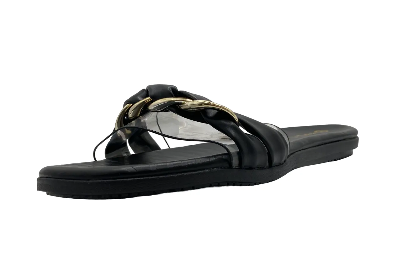 Beagle Women's Gold and Leather Strap Sandals