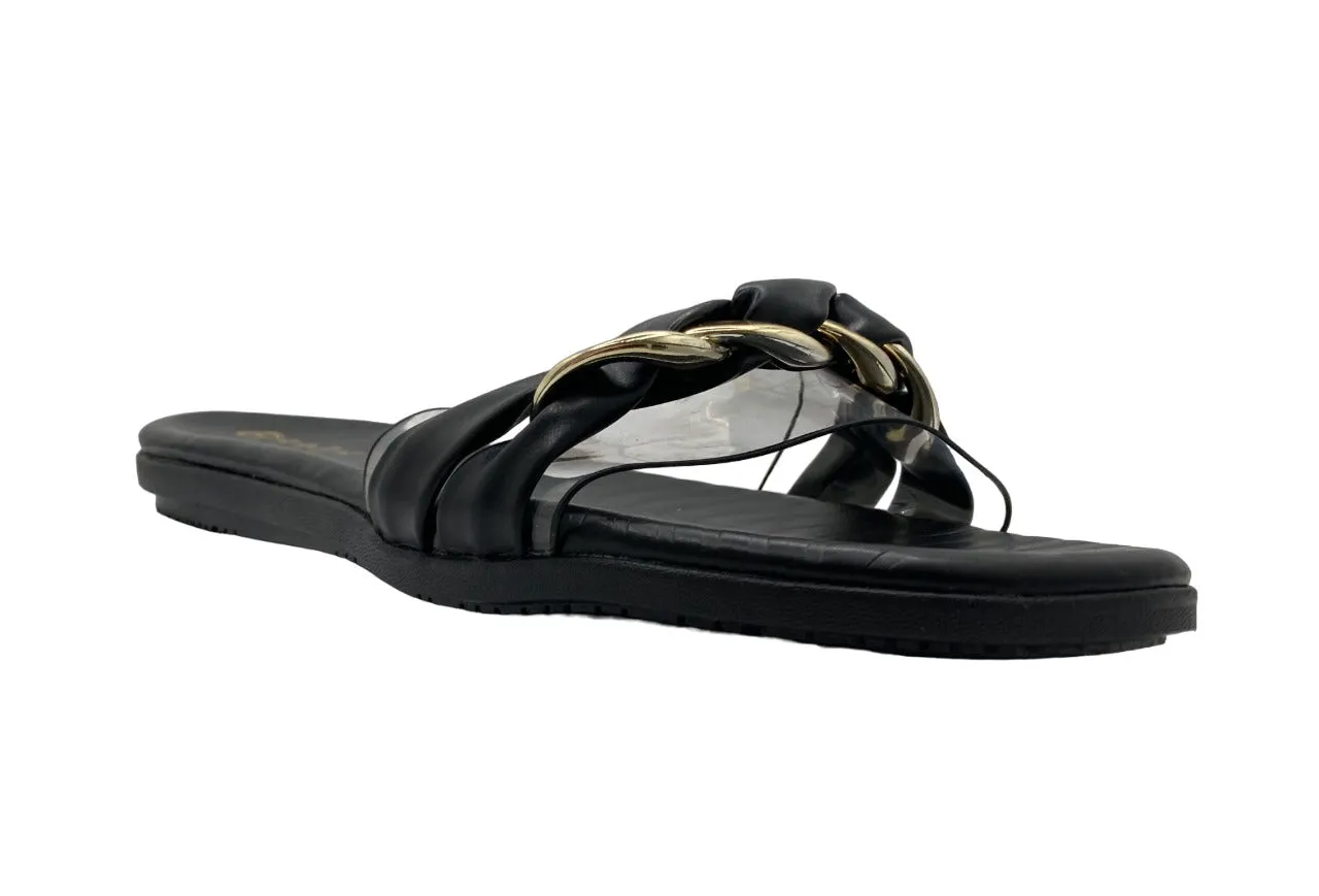 Beagle Women's Gold and Leather Strap Sandals