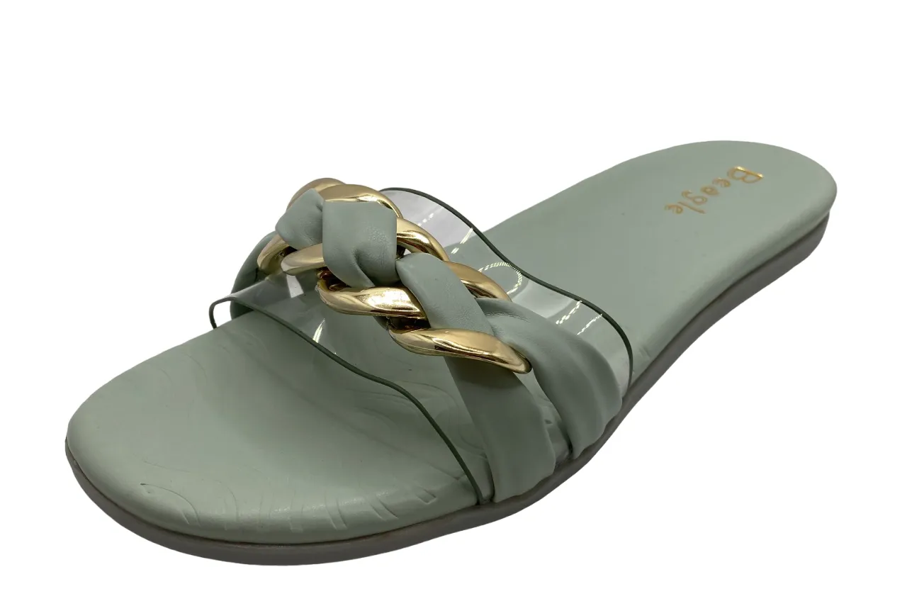 Beagle Women's Gold and Leather Strap Sandals