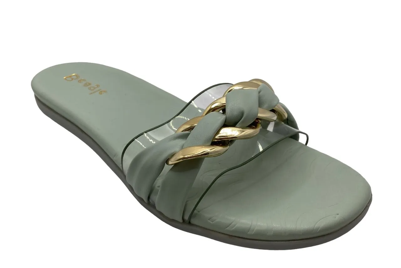 Beagle Women's Gold and Leather Strap Sandals