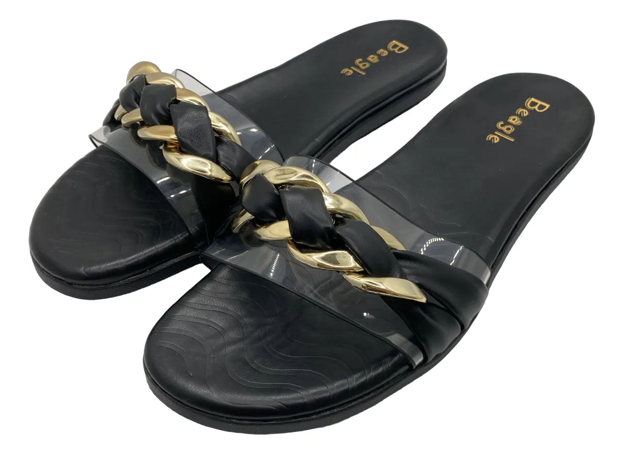 Beagle Women's Gold and Leather Strap Sandals