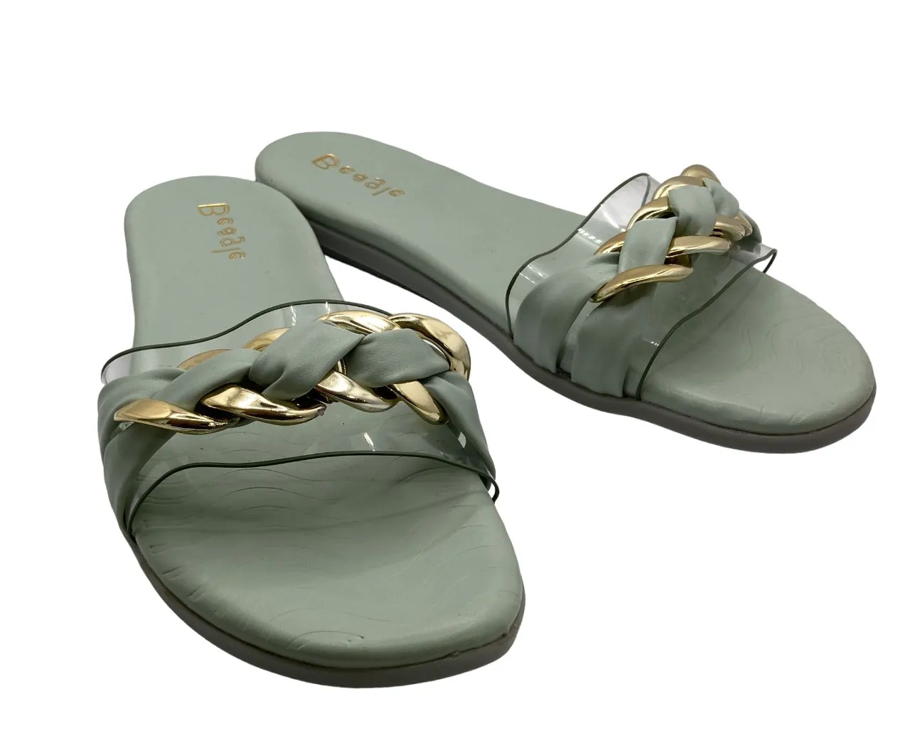 Beagle Women's Gold and Leather Strap Sandals