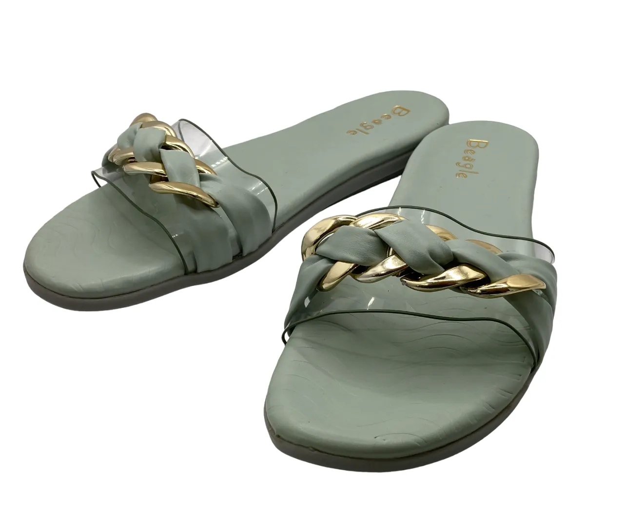 Beagle Women's Gold and Leather Strap Sandals