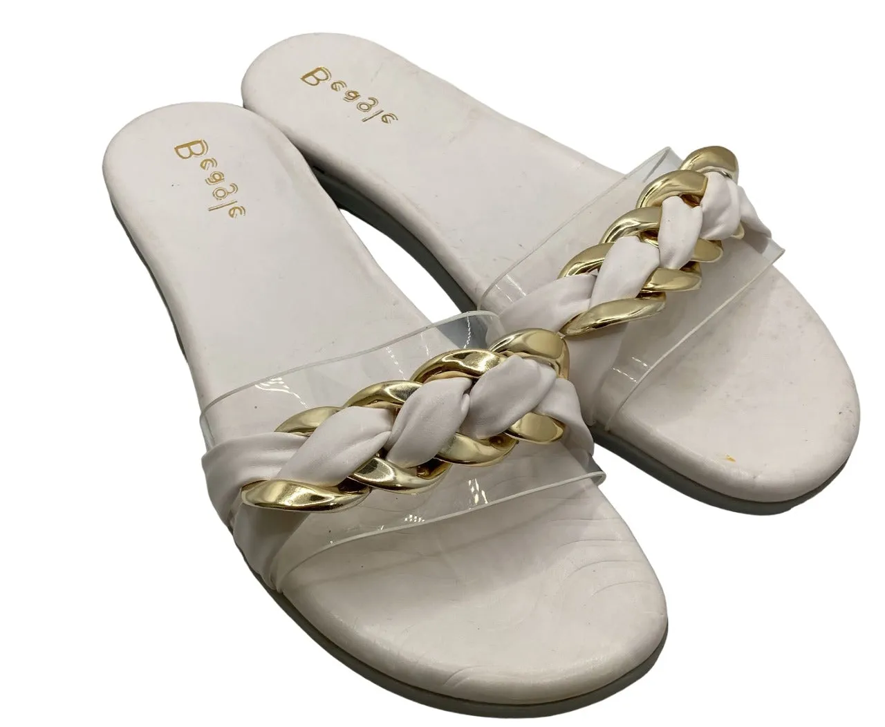 Beagle Women's Gold and Leather Strap Sandals