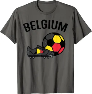 Belgium Flag Soccer Ball Shoes Football Fan Men Women Kids T-Shirt