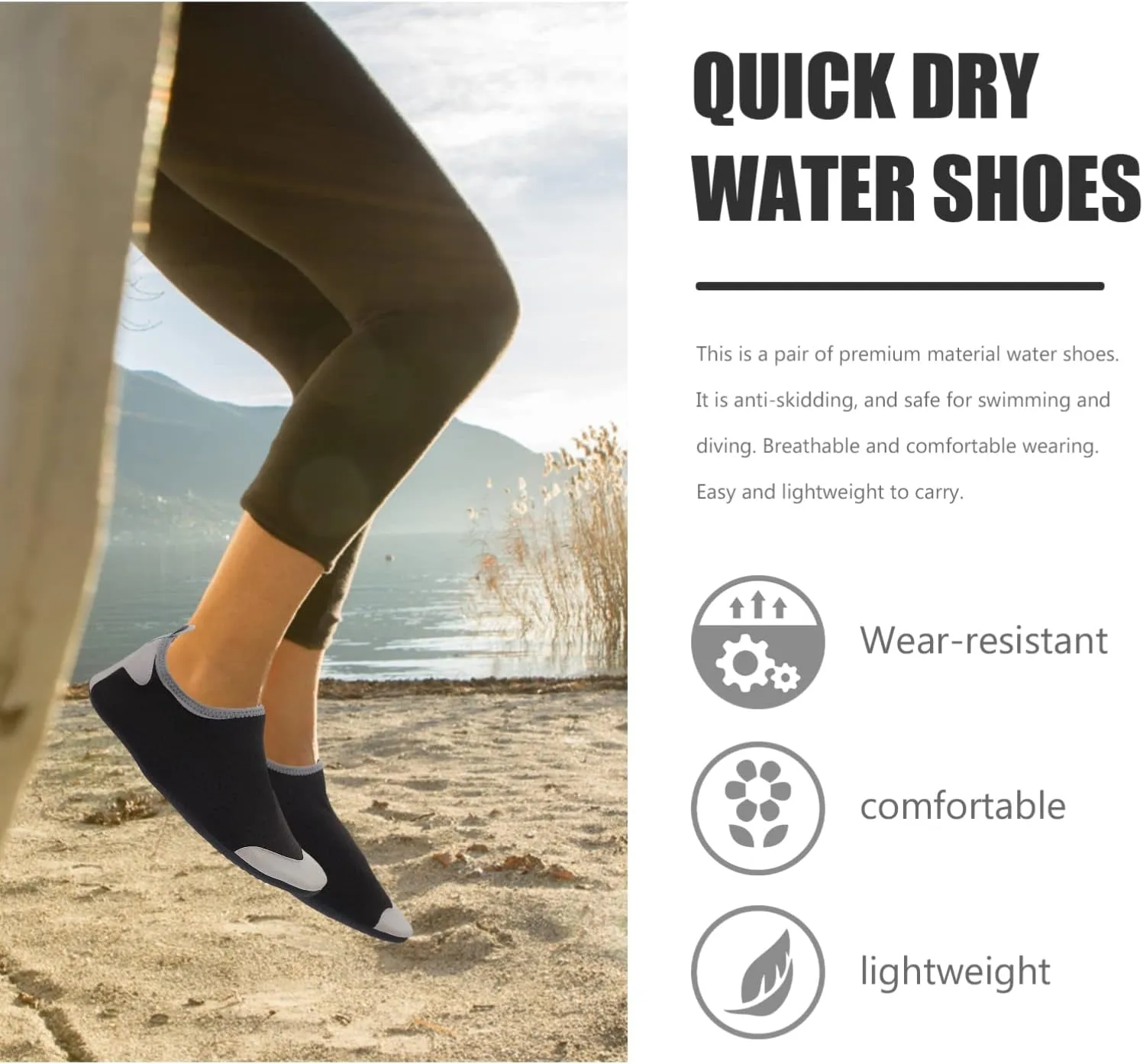 BESPORTBLE 1 Pair of Water Shoes for Men Women Swim Pool Beach Socks Quick- Drying Water Shoes Unisex Outdoor Surf Water Shoes