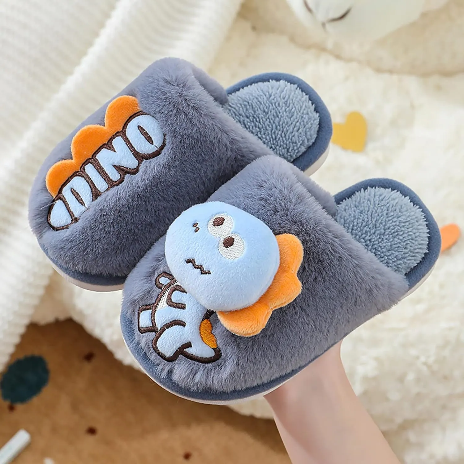 Big Kid Shoe Dinosaur Slippers For Girls Boys Memory Foam Comfy House Slippers Kids Winter Warm Cork Sandals for Girls