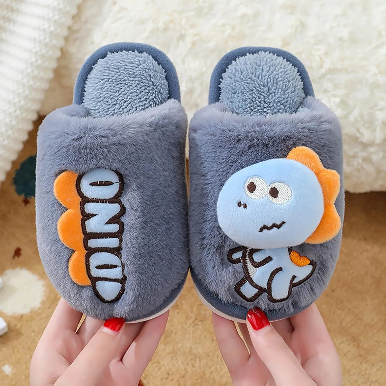 Big Kid Shoe Dinosaur Slippers For Girls Boys Memory Foam Comfy House Slippers Kids Winter Warm Cork Sandals for Girls