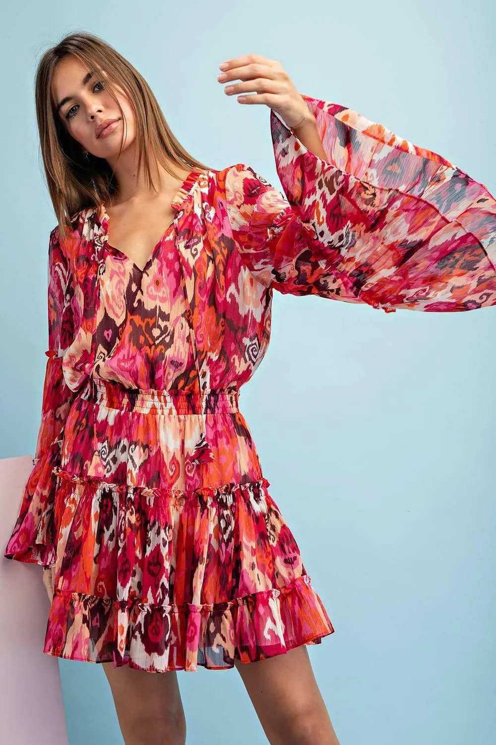 BOHO Luxe Tiered Bell Sleeve Dress