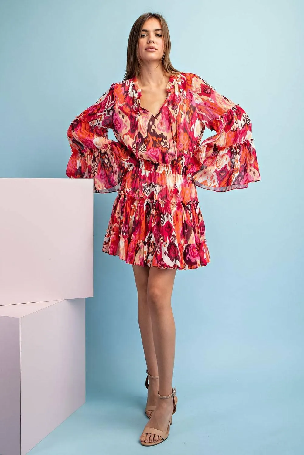 BOHO Luxe Tiered Bell Sleeve Dress