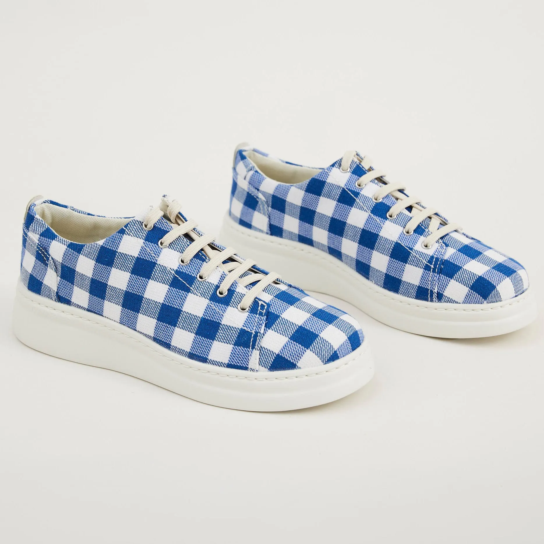 Camper Blue Gingham Trainers