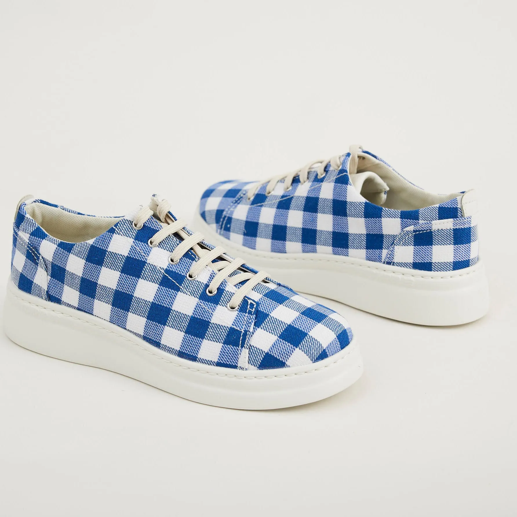 Camper Blue Gingham Trainers