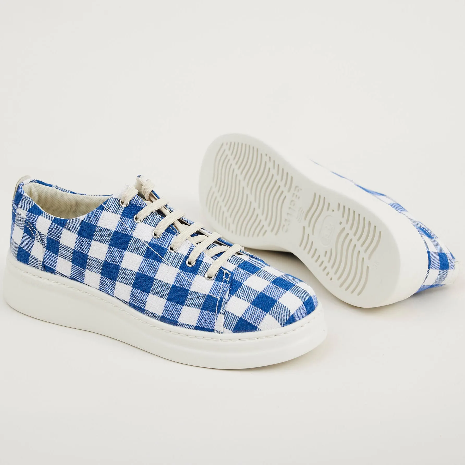 Camper Blue Gingham Trainers