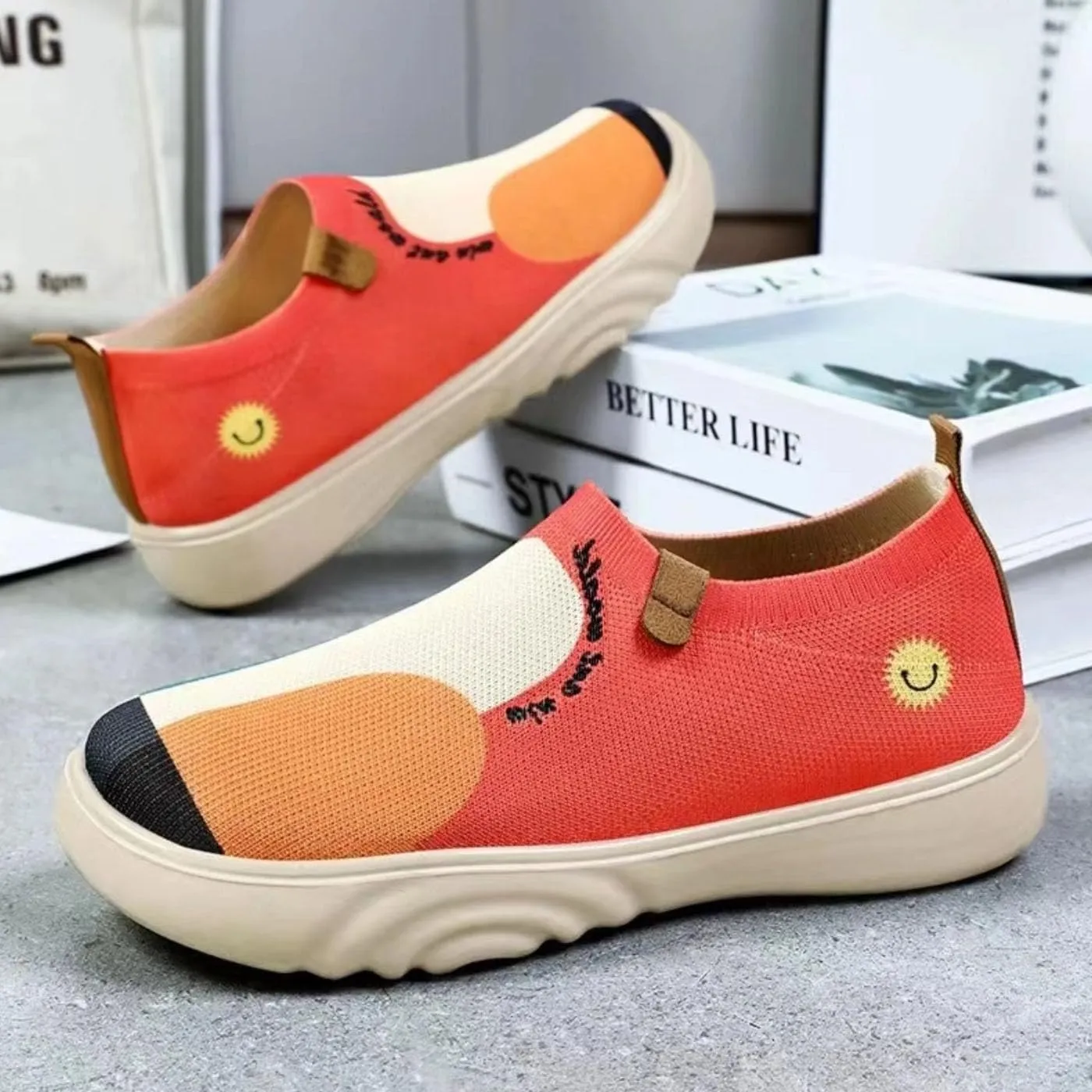Canvas Chunky Sneakers for Women Non-Slip Comfort Walking Shoes Breathable Summer Shoes for Travel or Home