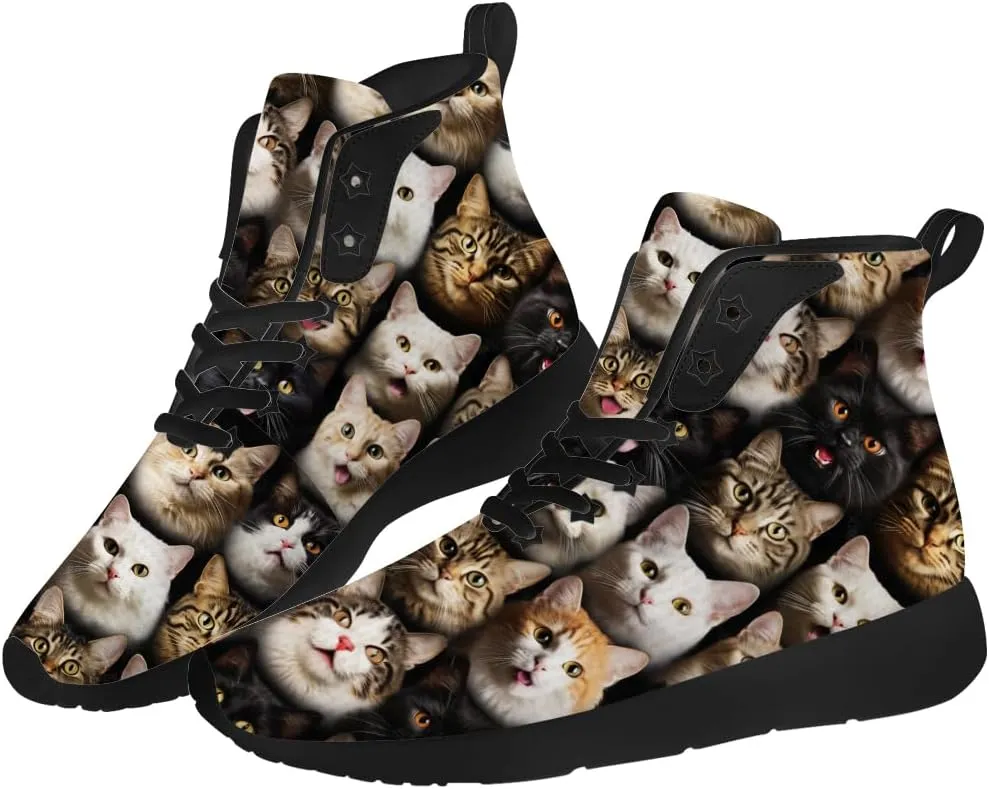 Cat Shoes for Men Women High Top Sneakers Casual Shoes Gifts for Dad Mom