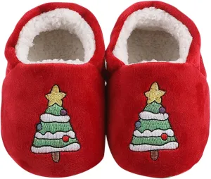 Christmas Toddler Baby Cotton Knit Plush Booties Soft Santa Winter Fall Warm Slippers Snow Boots for Boys Girls