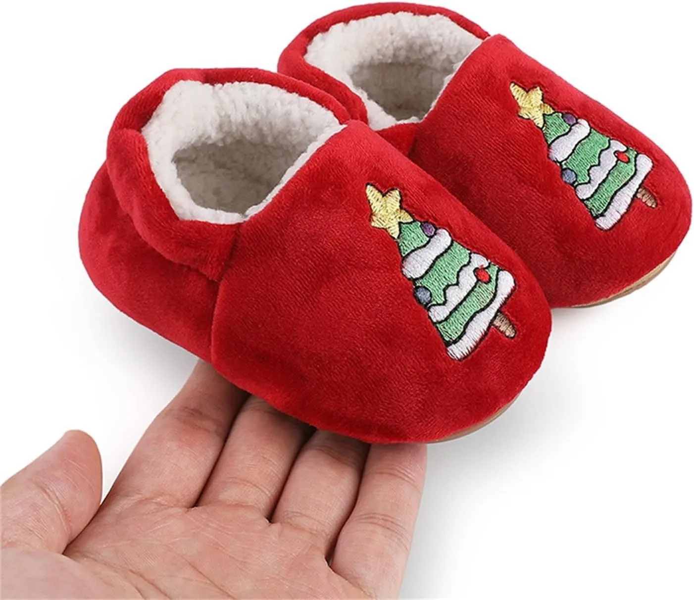 Christmas Toddler Baby Cotton Knit Plush Booties Soft Santa Winter Fall Warm Slippers Snow Boots for Boys Girls