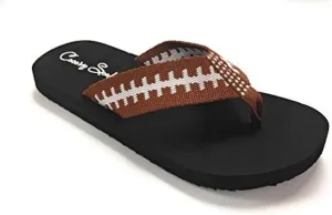 Cocomo Soul Football Fabric Flip Flops | Football Mom Flip Flops | Football Sandals | Football Flip Flops for Women | Football Rhinestone Flip Flops