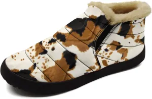 Cow Shoes for Women Men Snow Boots Winter Low Top Fashion Sneakers Slip on Ankle Booties Valentines Day Gifts