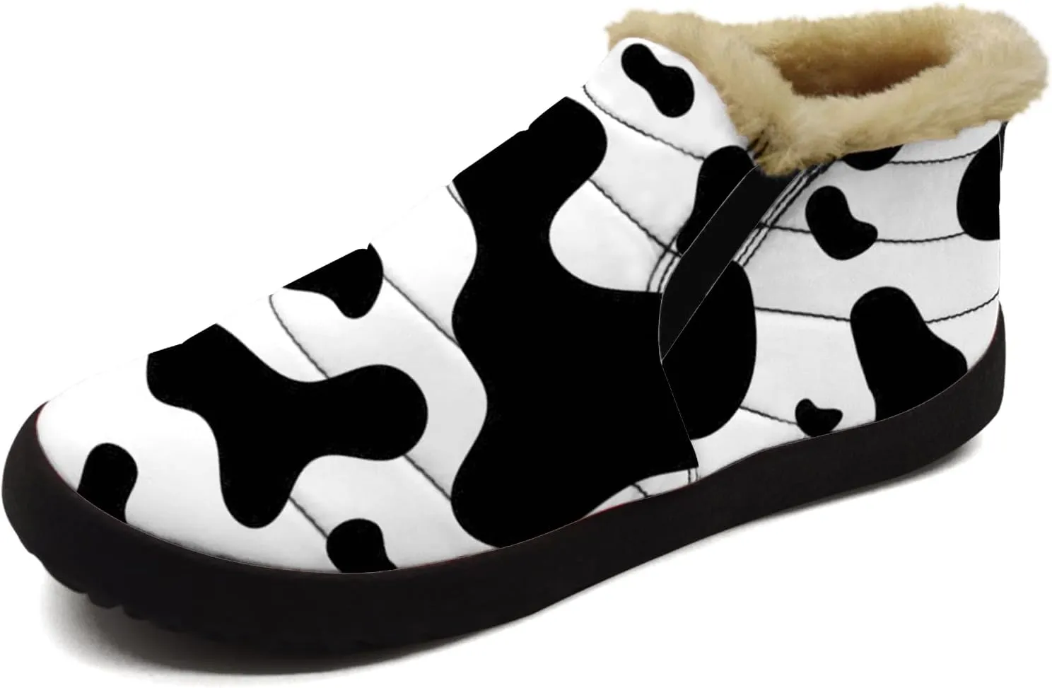Cow Shoes for Women Men Snow Boots Winter Low Top Fashion Sneakers Slip on Ankle Booties Valentines Day Gifts