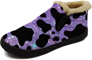 Cow Shoes for Women Men Snow Boots Winter Low Top Fashion Sneakers Slip on Ankle Booties Valentines Day Gifts