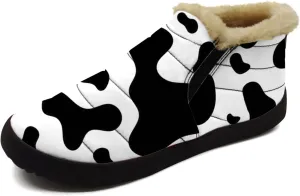 Cow Shoes for Women Men Snow Boots Winter Low Top Fashion Sneakers Slip on Ankle Booties Valentines Day Gifts