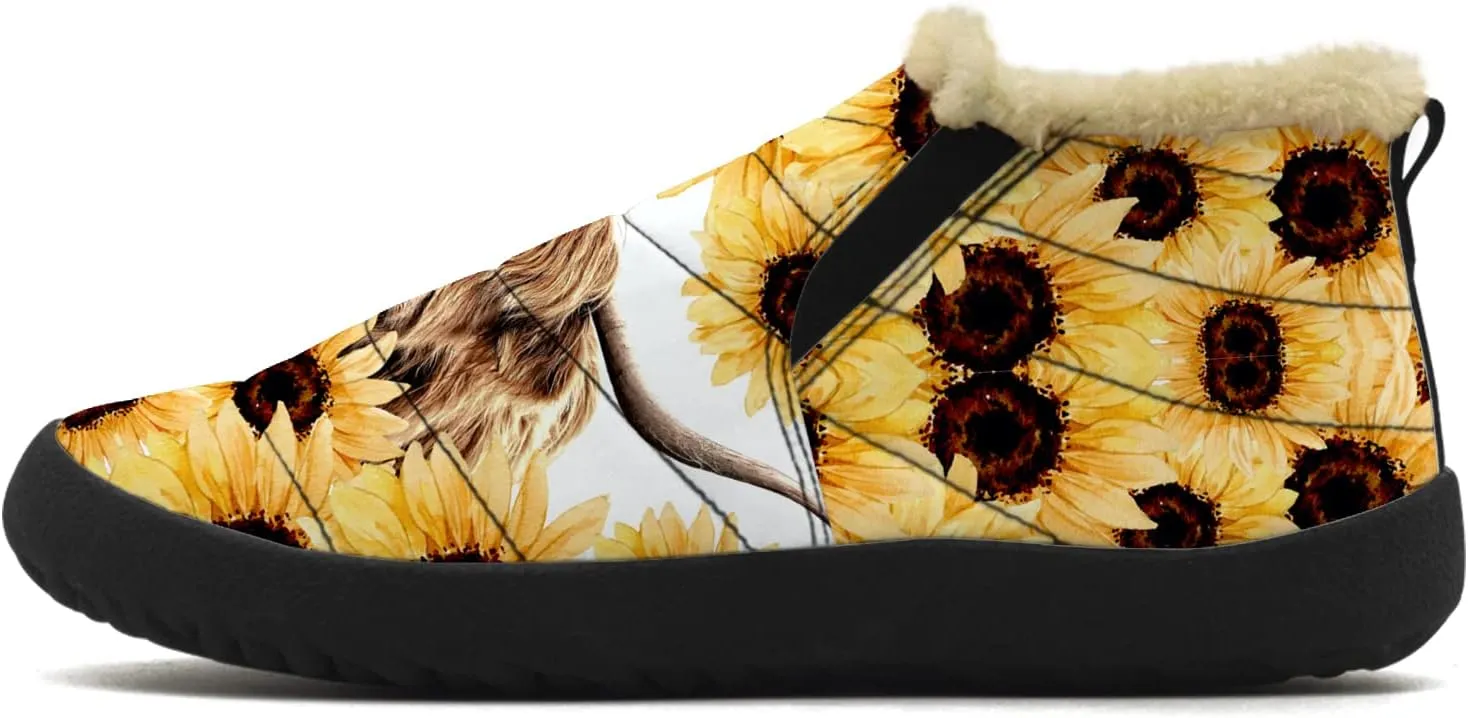 Cow Shoes for Women Men Snow Boots Winter Low Top Fashion Sneakers Slip on Ankle Booties Valentines Day Gifts