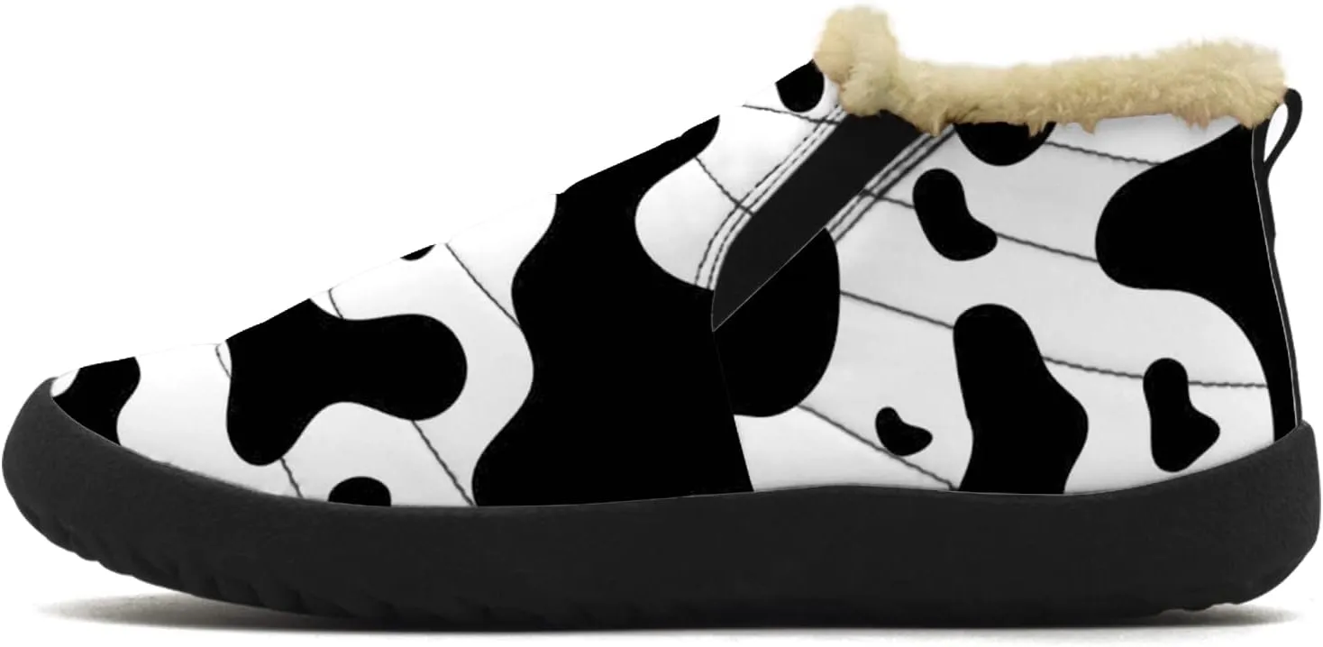 Cow Shoes for Women Men Snow Boots Winter Low Top Fashion Sneakers Slip on Ankle Booties Valentines Day Gifts