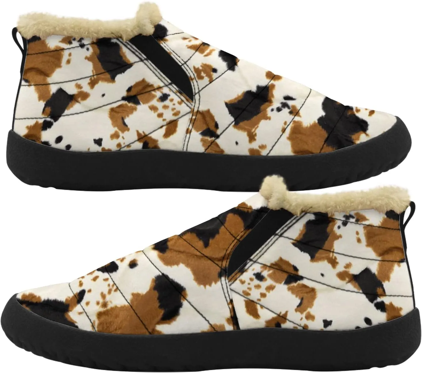 Cow Shoes for Women Men Snow Boots Winter Low Top Fashion Sneakers Slip on Ankle Booties Valentines Day Gifts